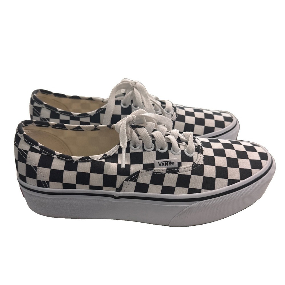 Vans Authentic Checkerboard True Black/True White Sneakers Womens US 8 Mens 6.5